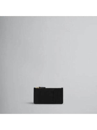 Zipper Leather Card Wallet Black - MARNI - BALAAN 2