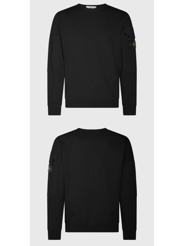 Brushed Organic Cotton Fleece Sweatshirt Black - STONE ISLAND - BALAAN 3