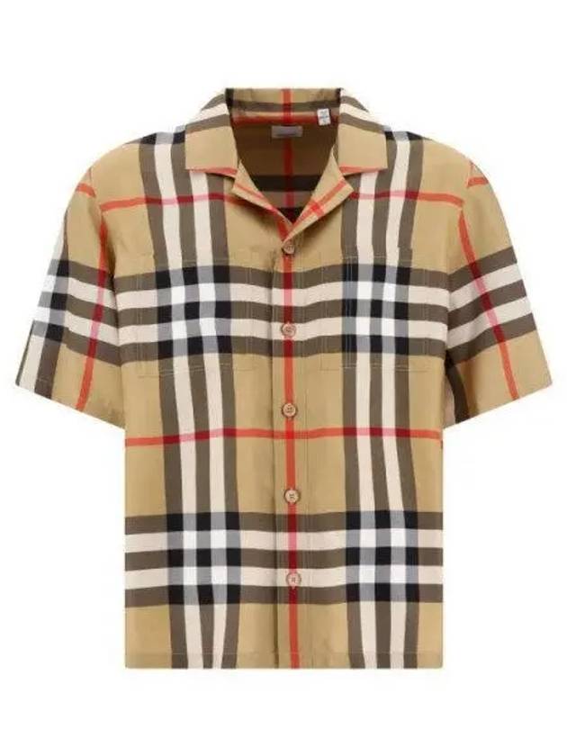 Vintage Check Silk Short Sleeve Shirt Archive Beige - BURBERRY - BALAAN 2