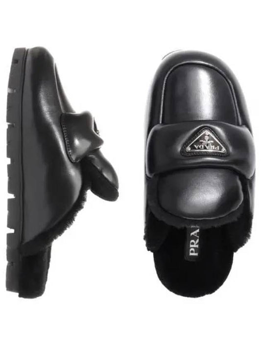 Logo Padded Leather Mule Black - PRADA - BALAAN 2