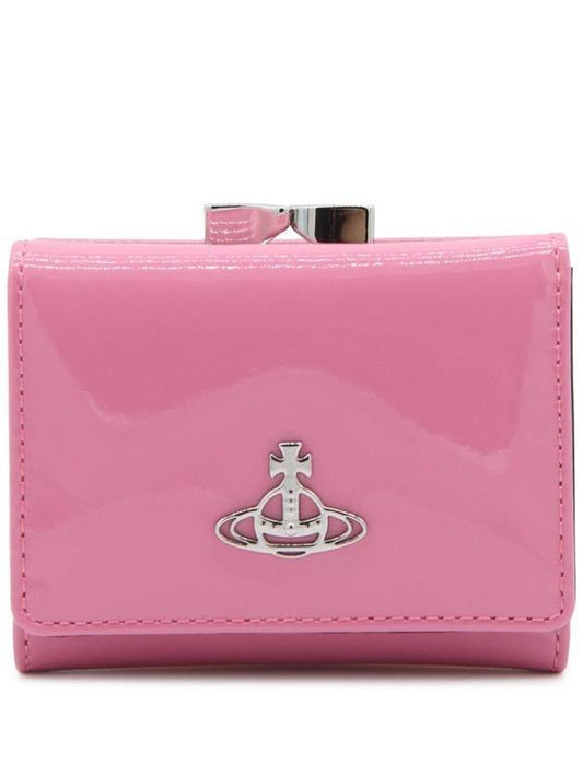 Shiny Patent Small Frame Leather Card Wallet Pink - VIVIENNE WESTWOOD - BALAAN 1
