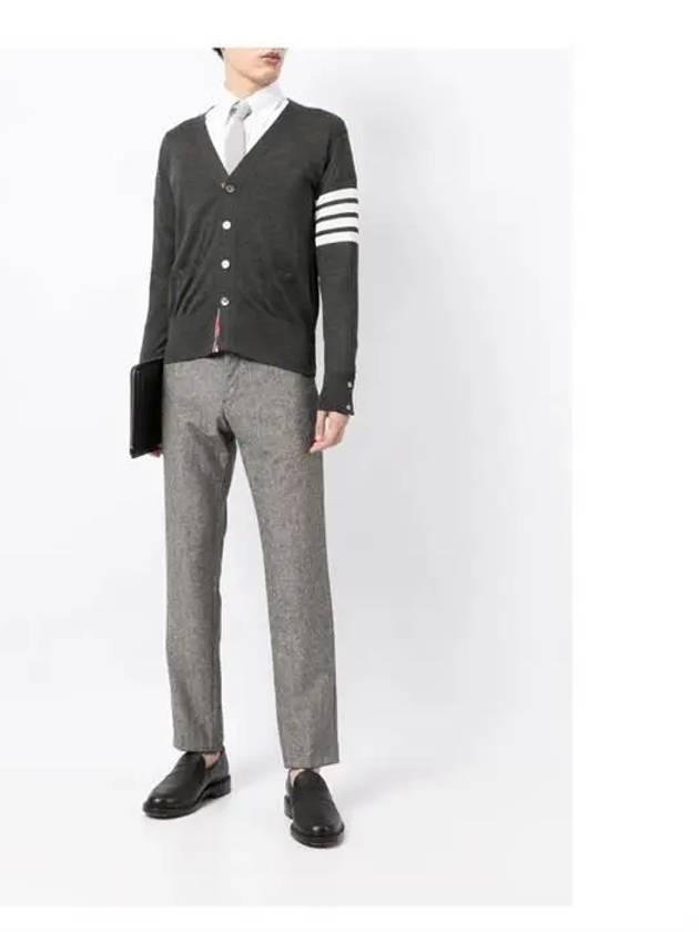 Men's Sustainable Classic Diagonal Wool Cardigan Dark Grey - THOM BROWNE - BALAAN 3