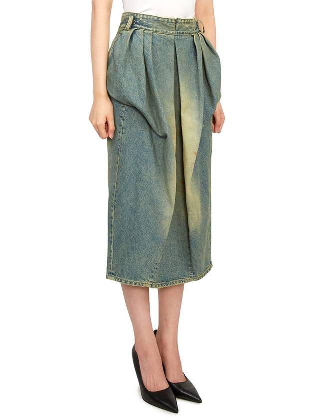 Denim Ruffle H-Line Skirt Dirty Wash - MAISON MARGIELA - BALAAN 6