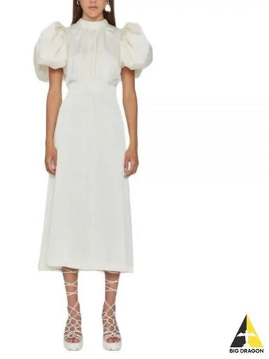 Puff sleeve midi dress white EGRET RT1181 - ROTATE - BALAAN 1