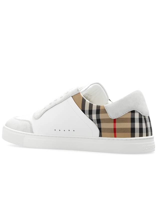 Check Leather Suede Sneakers Natural White Archive Beige - BURBERRY - BALAAN 6