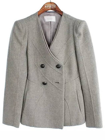 Wool blend gray color women s jacket - SYSTEM - BALAAN 1