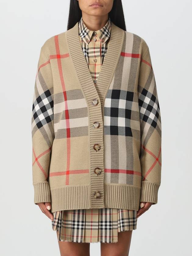 Check Technical Wool Jacquard Cardigan Archive Beige - BURBERRY - BALAAN 2