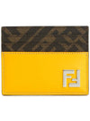 FF Square Leather Card Wallet Yellow - FENDI - BALAAN 2