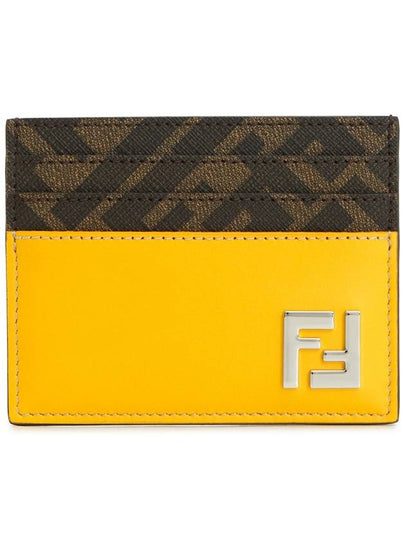 FF Square Leather Card Wallet Yellow - FENDI - BALAAN 2