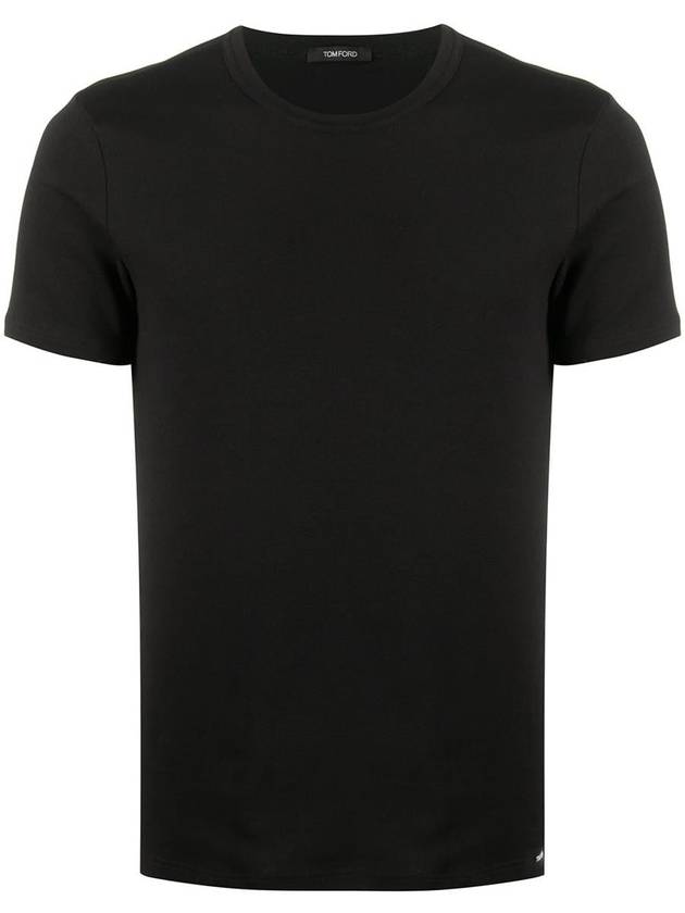 Cotton Crew Neck Short Sleeve T-Shirt Black - TOM FORD - BALAAN 2