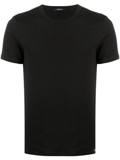 Cotton Crew Neck Short Sleeve T-Shirt Black - TOM FORD - BALAAN 2