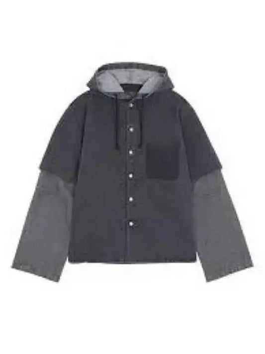 MM6 Margiela Denim Layered Hooded Jacket Gray Black SH0AM0003STZ123961 - MAISON MARGIELA - BALAAN 1