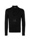 Wool Silk Long Sleeve Polo Shirt Black - TOM FORD - BALAAN 2