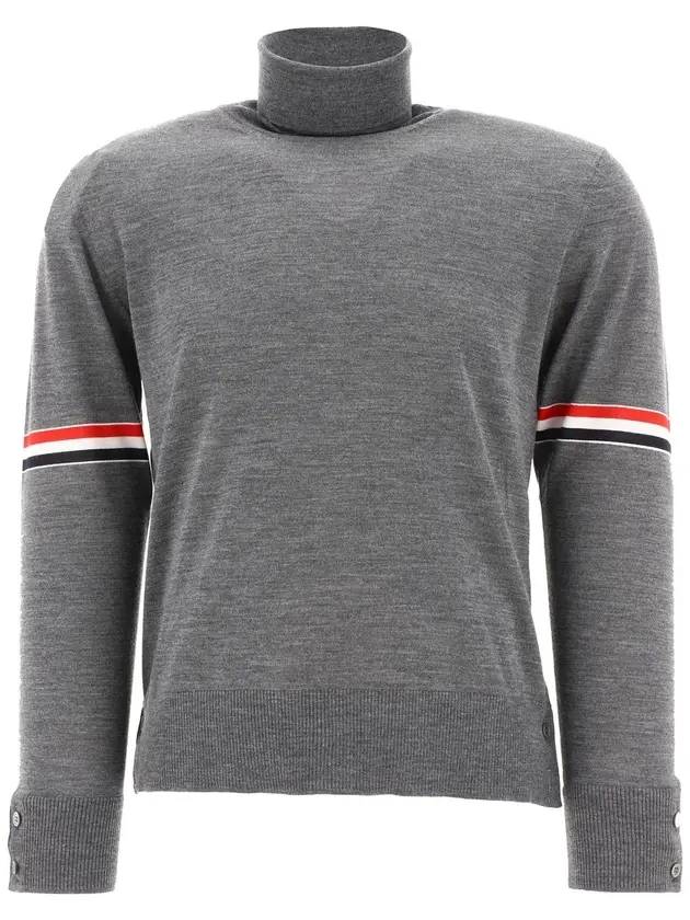 Fine Merino Striped Turtleneck Medium Grey - THOM BROWNE - BALAAN 1