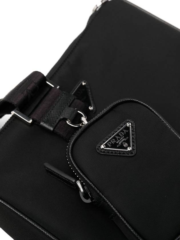 Triangle Logo Re-Nylon Saffiano Leather Shoulder Bag Black - PRADA - BALAAN 6