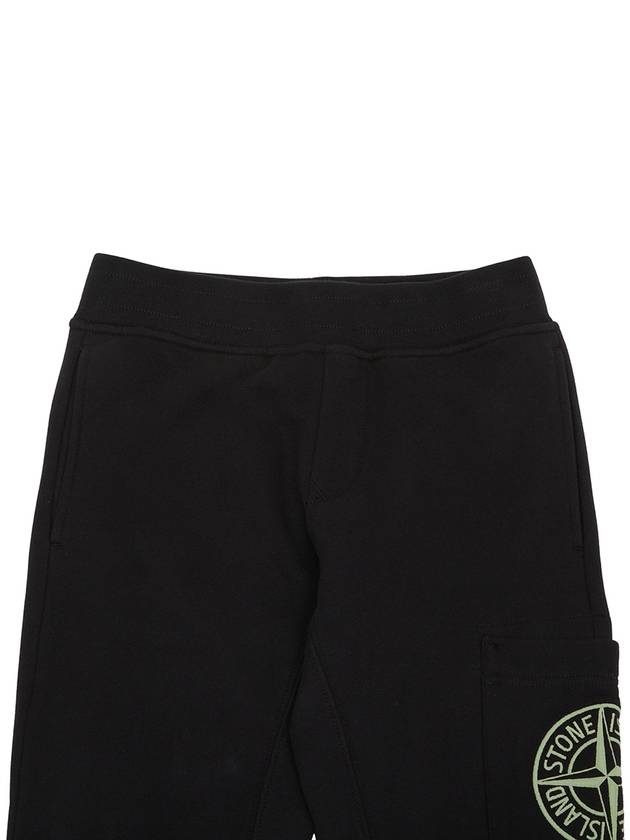 Kids Cotton Fleece Track Pants Black - STONE ISLAND - BALAAN 4