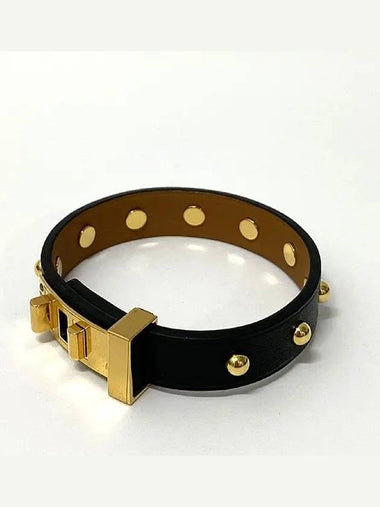 MINI DOG black gold studded bracelet - HERMES - BALAAN 1