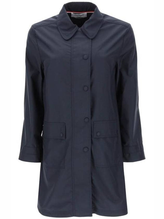 Military Ripstop Round Collar Over Pea Coat Navy - THOM BROWNE - BALAAN 1