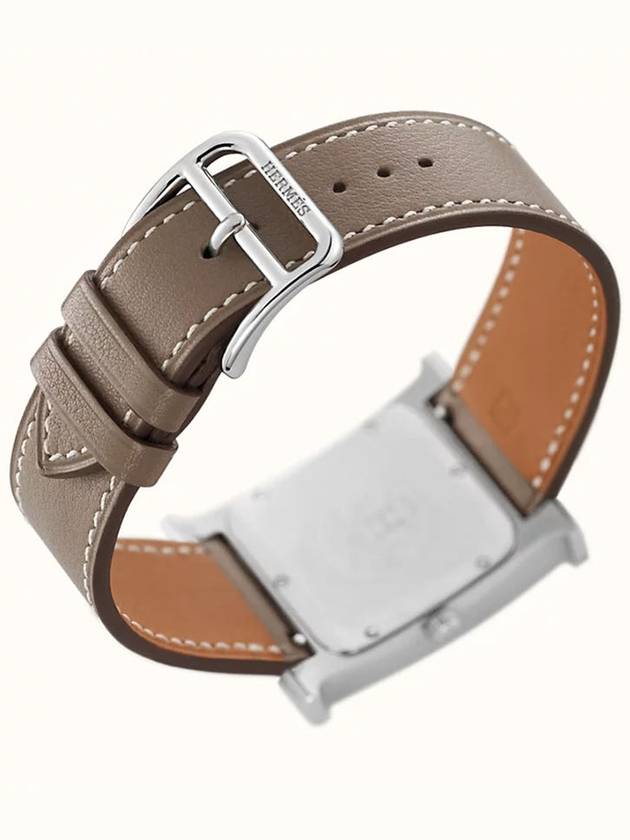 H Heure 25MM Leather Watch Etoupe - HERMES - BALAAN 5