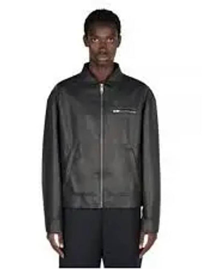 Triangle Logo Nappa Leather Zip Up Jacket Black - PRADA - BALAAN 2