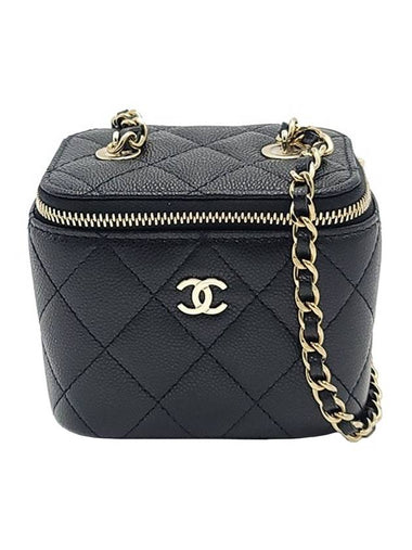 CC Logo Classic Vanity Small Cosmetic Case Mini Bag Black - CHANEL - BALAAN 1