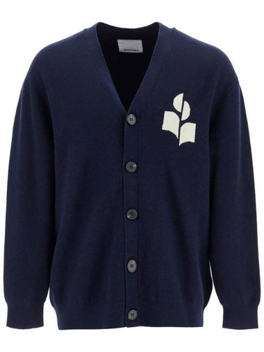 Curtis Logo Intarsia Knitted Cardigan Midnight - ISABEL MARANT - BALAAN 1