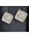 Classic CC logo square crystal resin pearl white earrings square earrings AB8403 - CHANEL - BALAAN 2