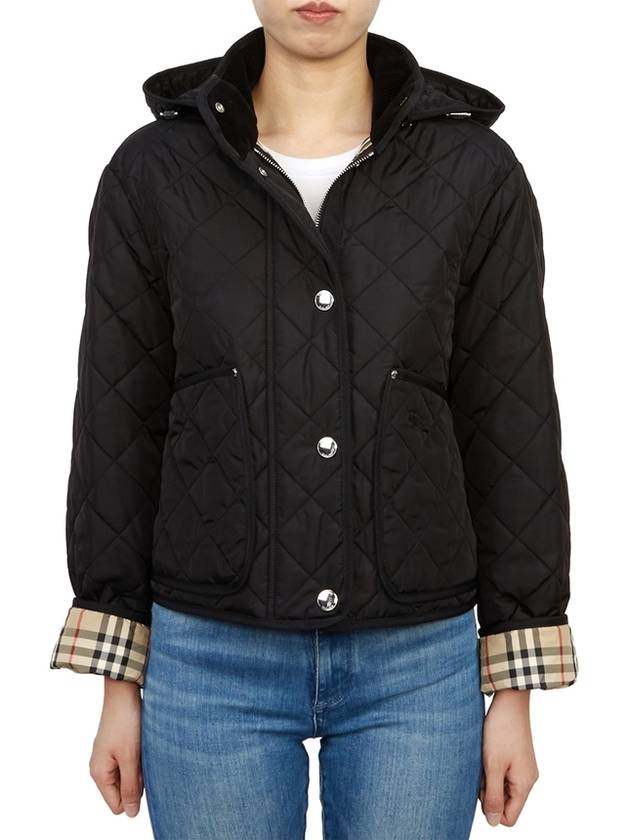 Diamond Quilted Crop Hoodie Jacket Black - BURBERRY - BALAAN 4