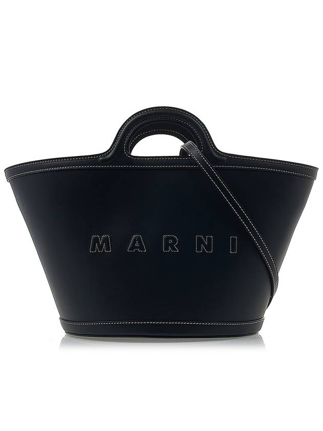 Tropicalia Small Leather Tote Bag Black - MARNI - BALAAN 2