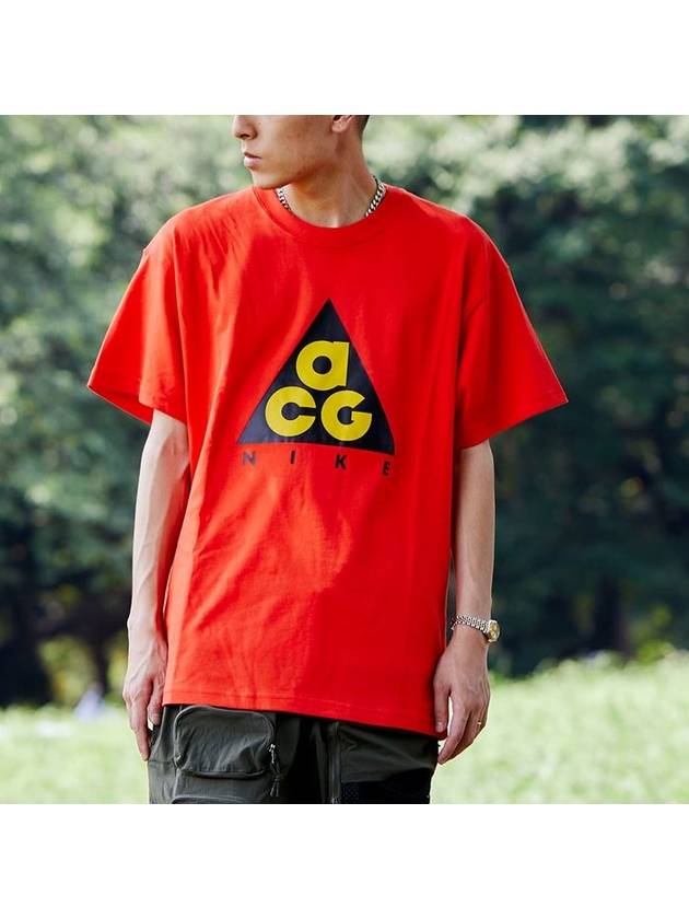 ACG Giant Logo Short Sleeves T-Shirt Habanero Red - NIKE - BALAAN 3