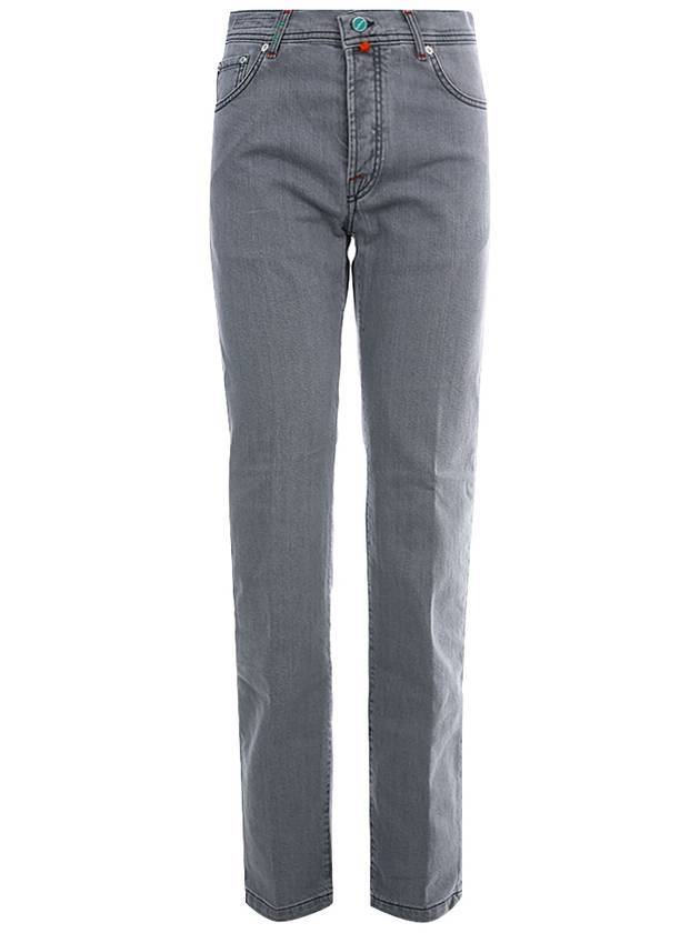 Men's Cotton Straight Jeans Light Grey - KITON - BALAAN 1