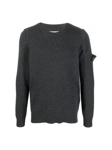 Wappen Patch Crew Neck Wool Knit Top Charcoal - STONE ISLAND - BALAAN 1