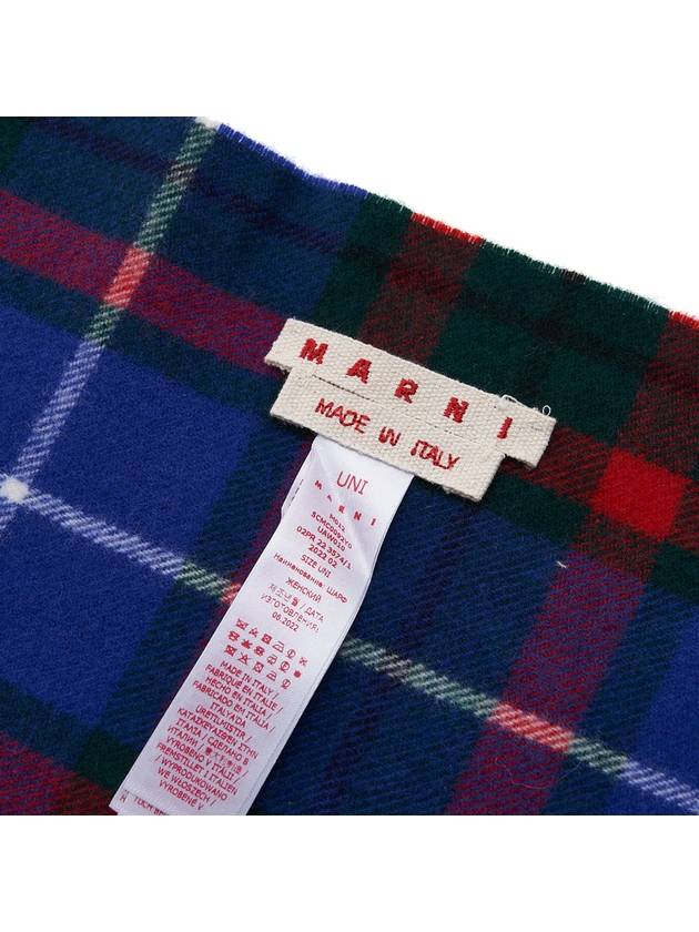 Wool Tartan Muffler Blue - MARNI - BALAAN 9