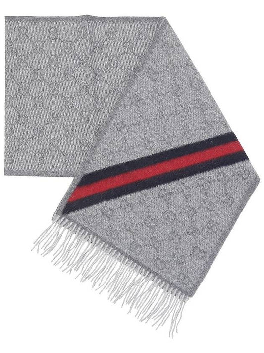 Alpaca Wool Muffler Gray - GUCCI - BALAAN.