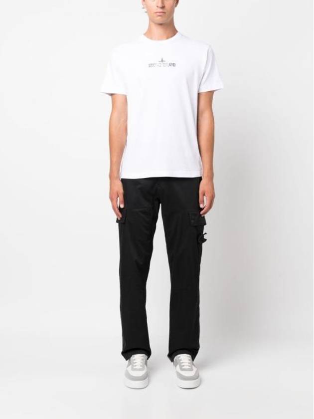 Logo Print Short Sleeve T-Shirt  White - STONE ISLAND - BALAAN 6