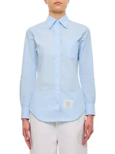 Logo Patch Cotton Shirt Light Blue - THOM BROWNE - BALAAN 2