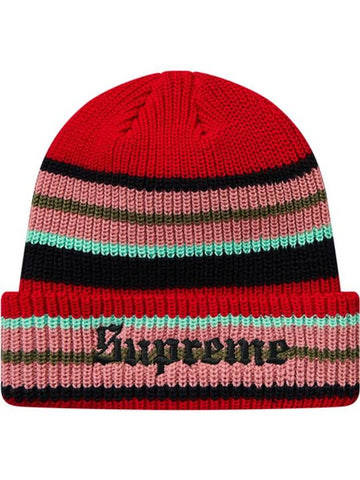 18FW Bright Stripe Beanie Red - SUPREME - BALAAN 1