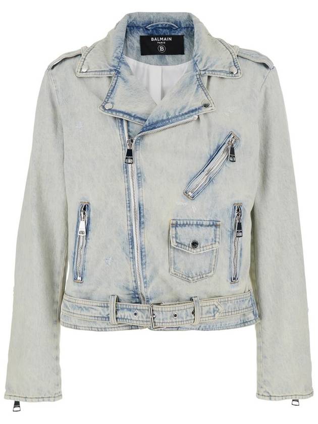 Denim Biker Jacket - Clear Sky Blue Wash - BALMAIN - BALAAN 1