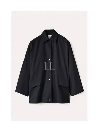 Collared Button-Up Jacket Black - TOTEME - BALAAN 2