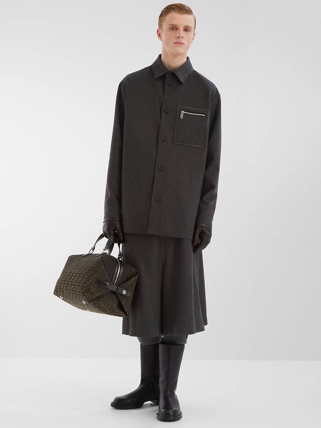 Patch Pocket Long Sleeve Wool Jacket Grey - FENDI - BALAAN 3