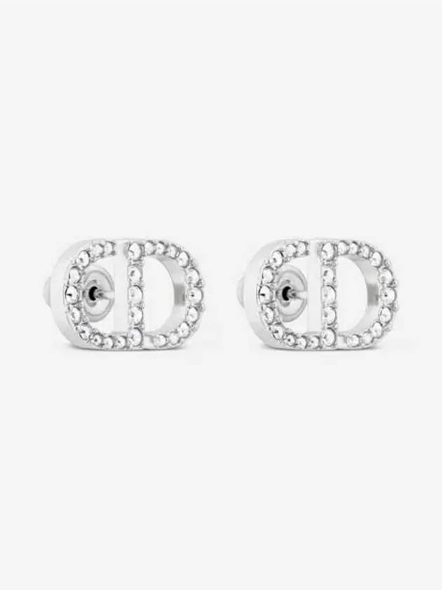 Petit CD Stud Crystal Earrings Silver - DIOR - BALAAN 4