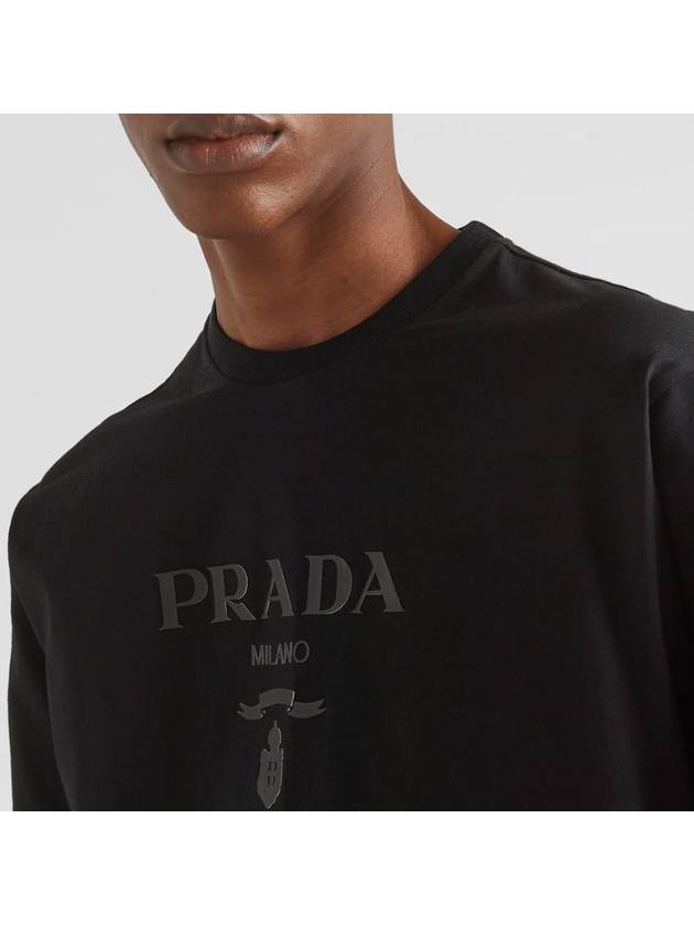 Logo Cotton Short Sleeve T-Shirt Black - PRADA - BALAAN 5