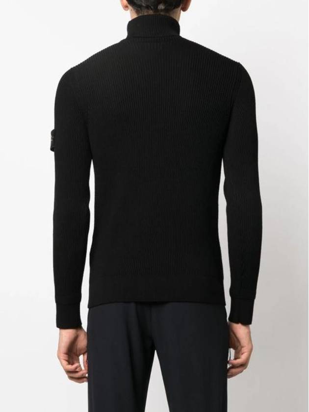 Men's Logo Patch Turtleneck Black - STONE ISLAND - BALAAN 5