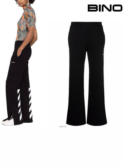 Back Diag Logo Side Slit Track Pants Black - OFF WHITE - BALAAN 2