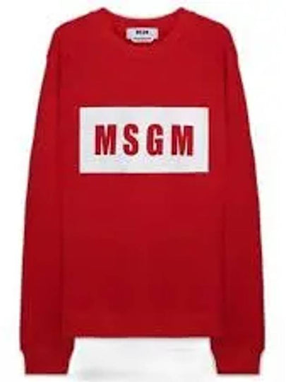 Box Logo Print Cotton Sweatshirt Red - MSGM - BALAAN 2