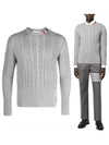 RWB Cable Wool Knit Top Grey - THOM BROWNE - BALAAN 2