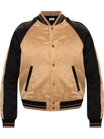 Paris Teddy Quilted Bomber Jacket Beige - SAINT LAURENT - BALAAN 1