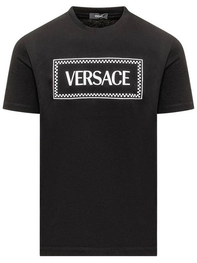 Logo Print Short Sleeve T-Shirt Black - VERSACE - BALAAN 2