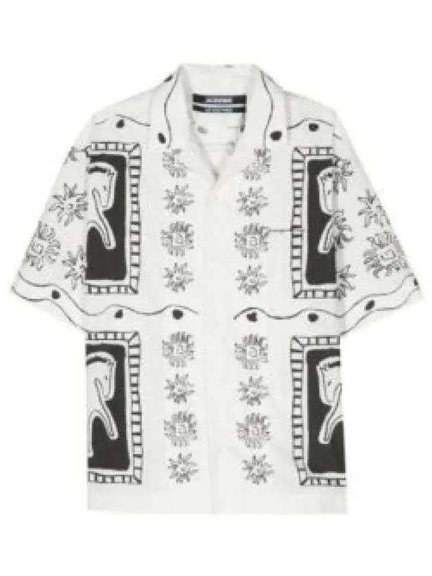 Allover Print Bowling Cotton Short Sleeve Shirt White Black - JACQUEMUS - BALAAN 2