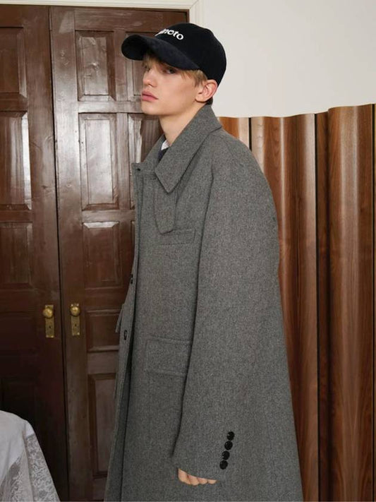 oversized out pocket felt mac coat gray - KINETO - BALAAN 2